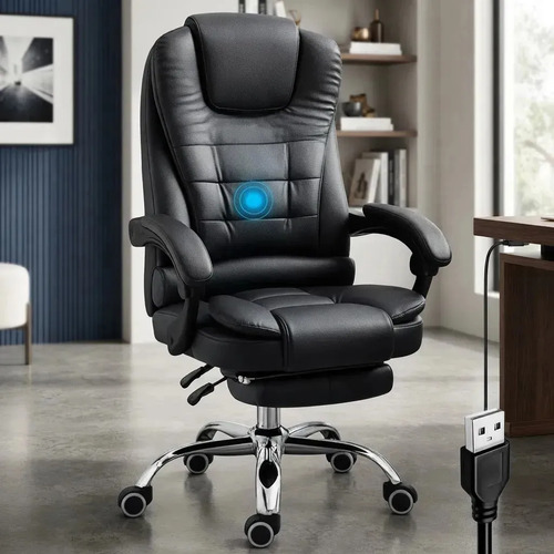 Cadeira Presidente Escritório Massagem Reclinável Apoio Pés JY09 Sweet Studio - R$ 579