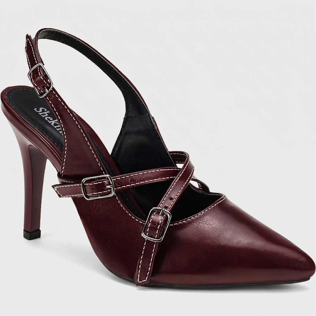 Scarpin Feminino Shekinah Salto Fino Slingback Confortável Fivela Lançamento | Shopee Brasil