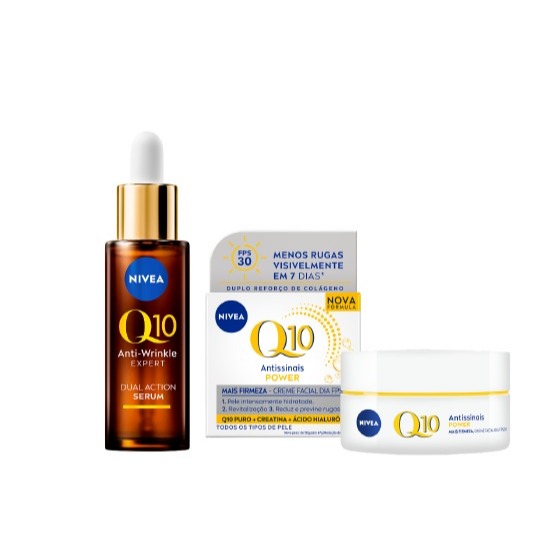Kit NIVEA Q10 Sérum Antissinais Expert Dupla Ação 30ml + Creme Facial Antissinais Q10 Power Dia FPS 30 50g