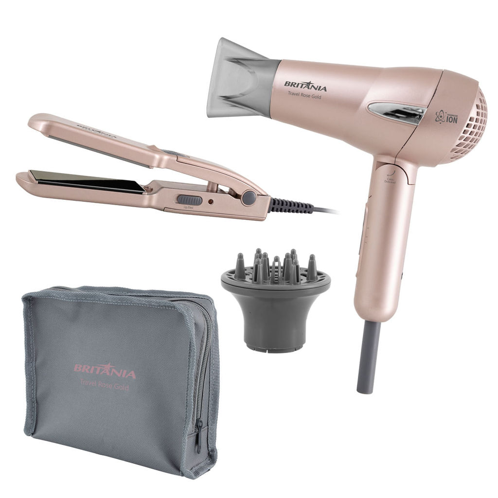 Kit Britânia Travel Rose Gold Secador + Prancha