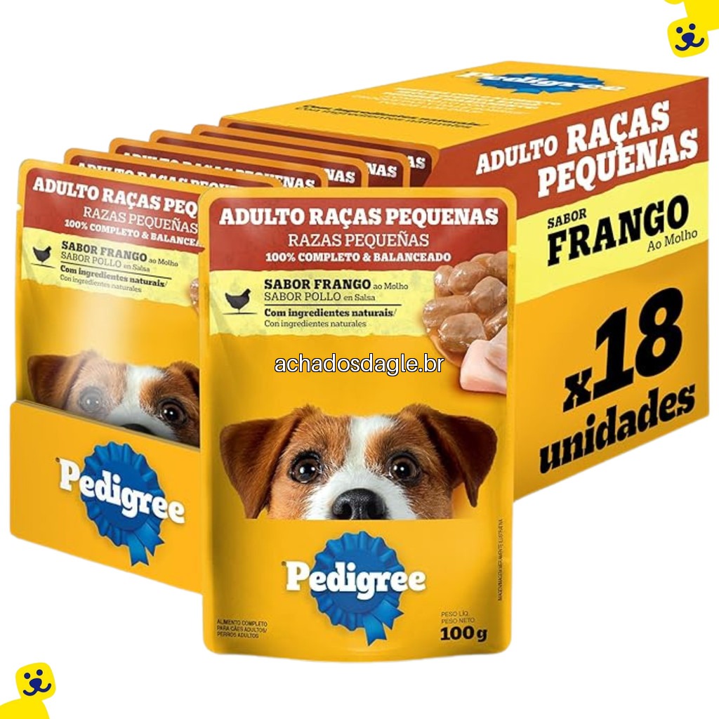 Kit 18 Sachês Pedigree para Cães Adultos Raças Pequenas