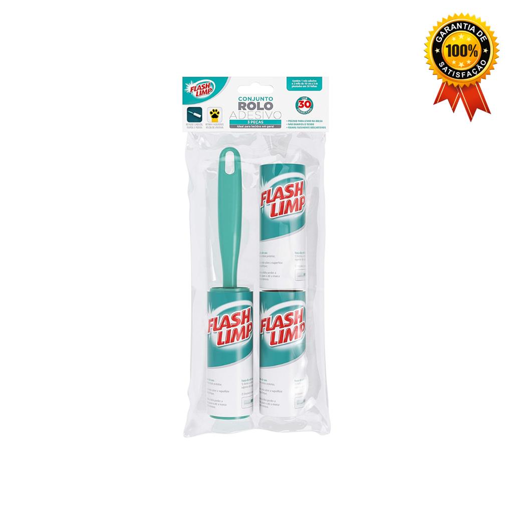 Conjunto Rolo Adesivo com 2 Refis 30 Folhas CST0085 Flash Limp