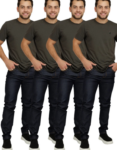 Kit 4 Calcas Masculinas Jeans com Elastano Lycra