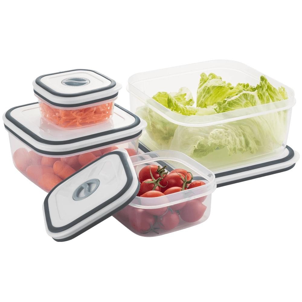 Conjunto de Potes Herméticos de Plástico Branco Retangular com 4 Unidades Electrolux