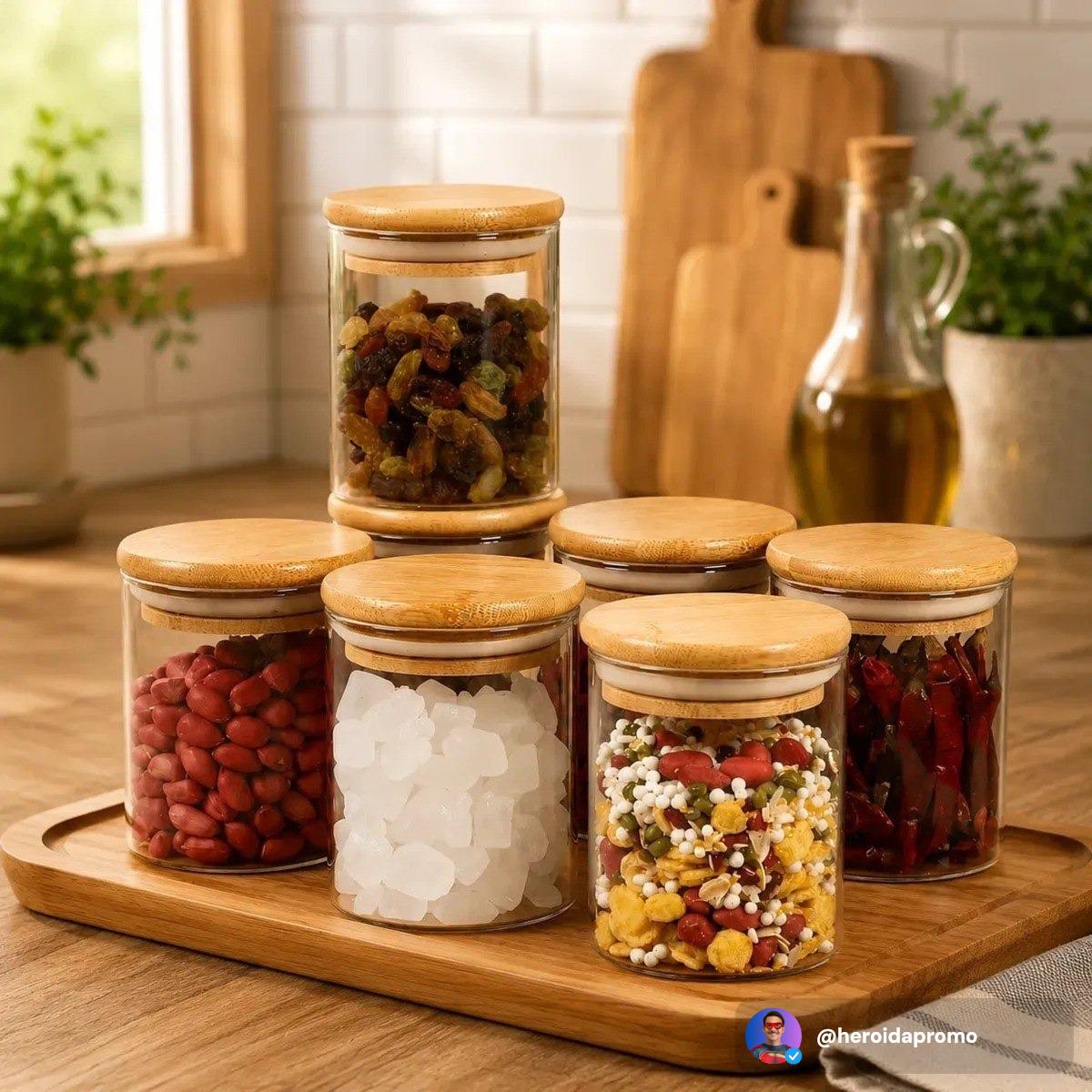 Kit 6 pote vidro porta temperos hermetico cozinha organiza