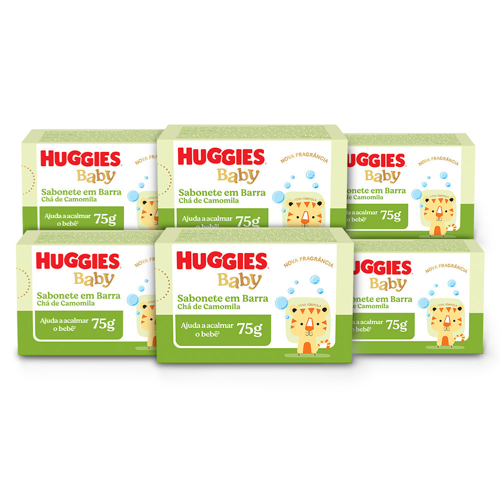 Kit 6 Sabonetes em Barra Huggies Camomila 75g