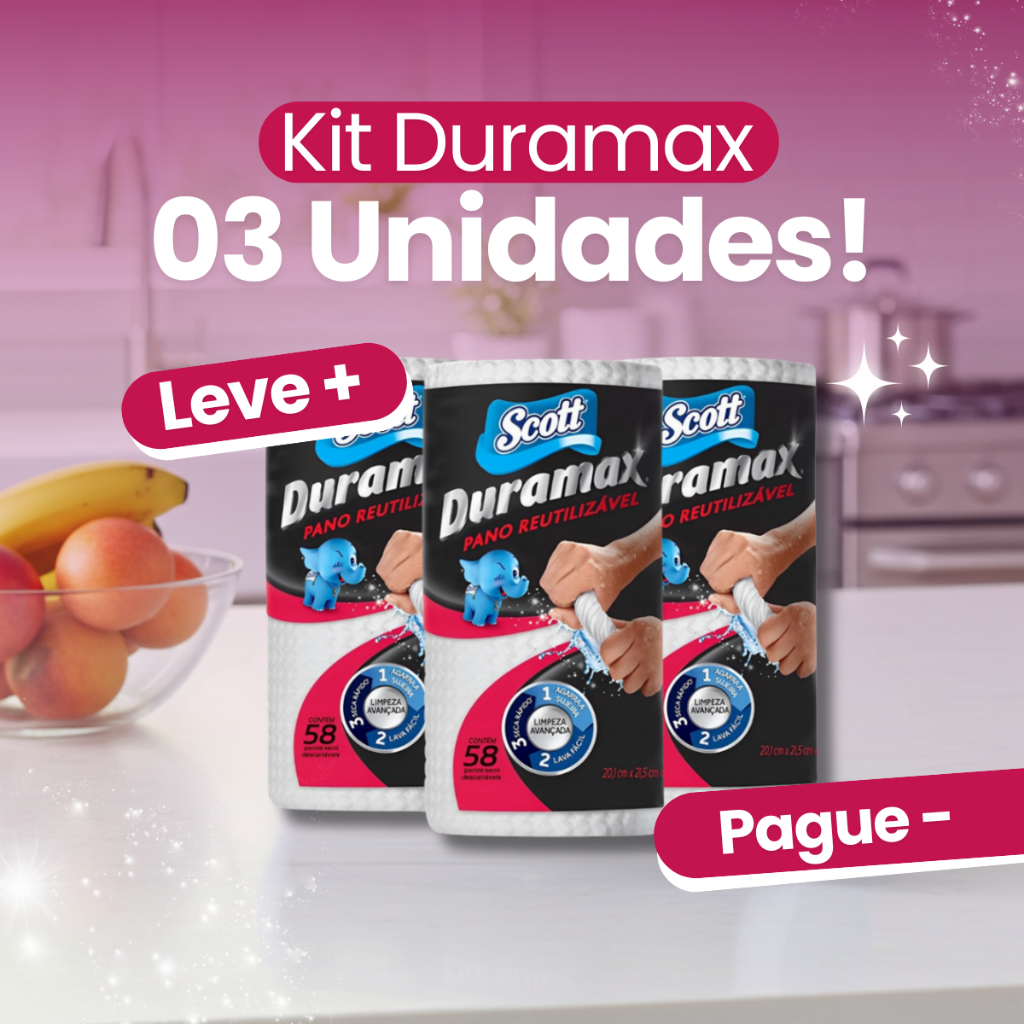 Kit com 3 Panos Multiuso Branco Duramax Scott