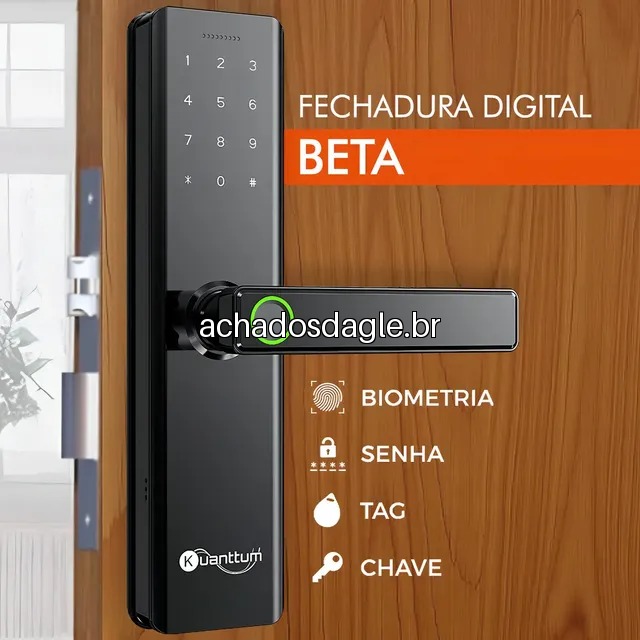 Fechadura Digital Kuanttum Beta de Embutir com Biometria
