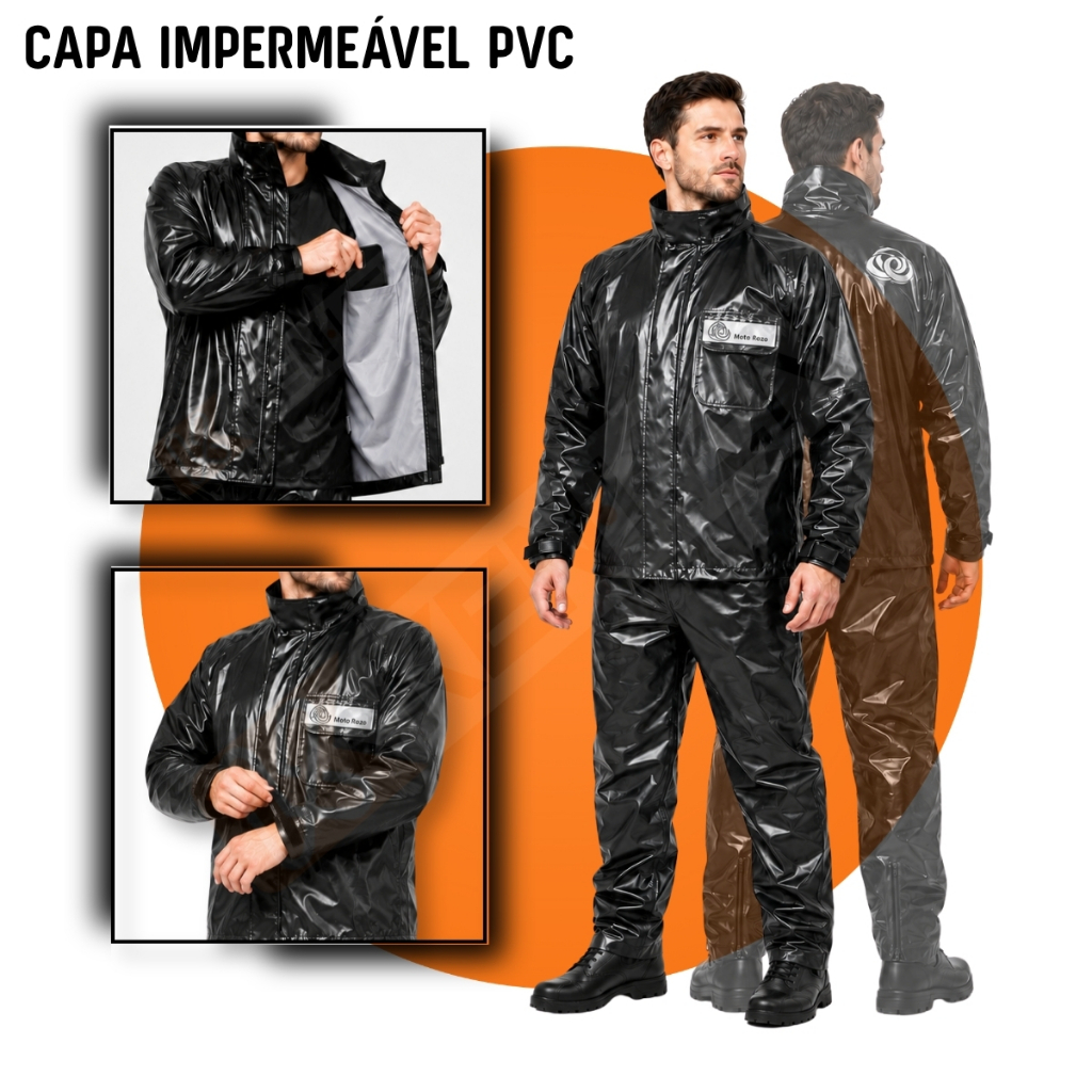 Capa de Chuva Conjunto Completo Pvc Impermeável Para Motoqueiro Adulto | Shopee Brasil