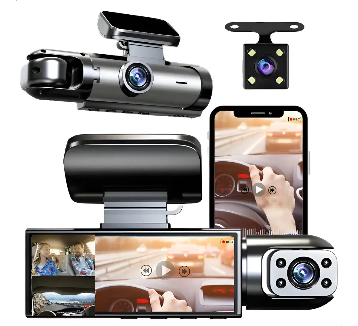 Câmera Automotiva Dvr Hd Wifi Lent Infravermelho Dupla+ Ré