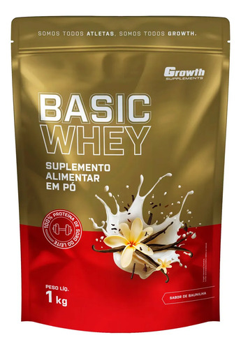 Basic Whey 1kg Growth Supplements Sabor Baunilha