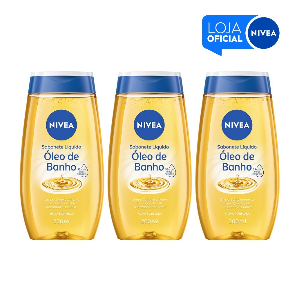 Kit com 3 Unidades Nivea Sabonete Liquido Oleo de Banho 200ml