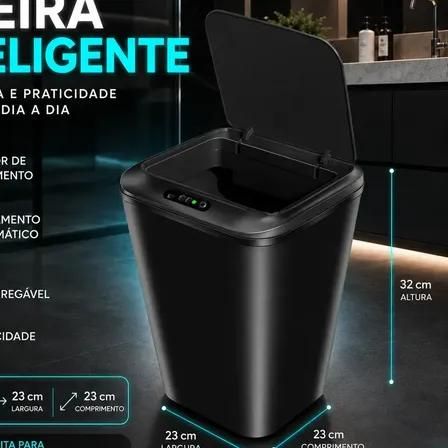 Lixeira Smart 16L com Sensor de Movimento