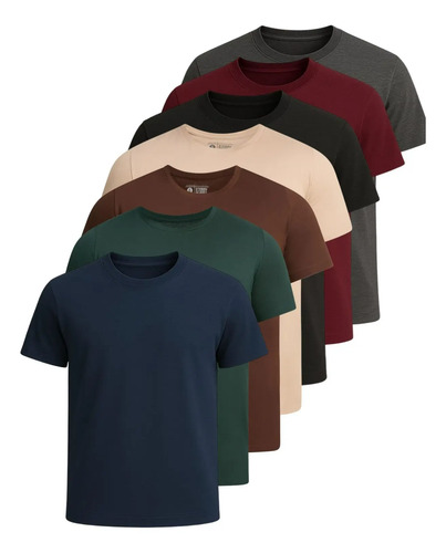 Kit 7 Camisetas Basicas Lisas Algodao Premium Masculina