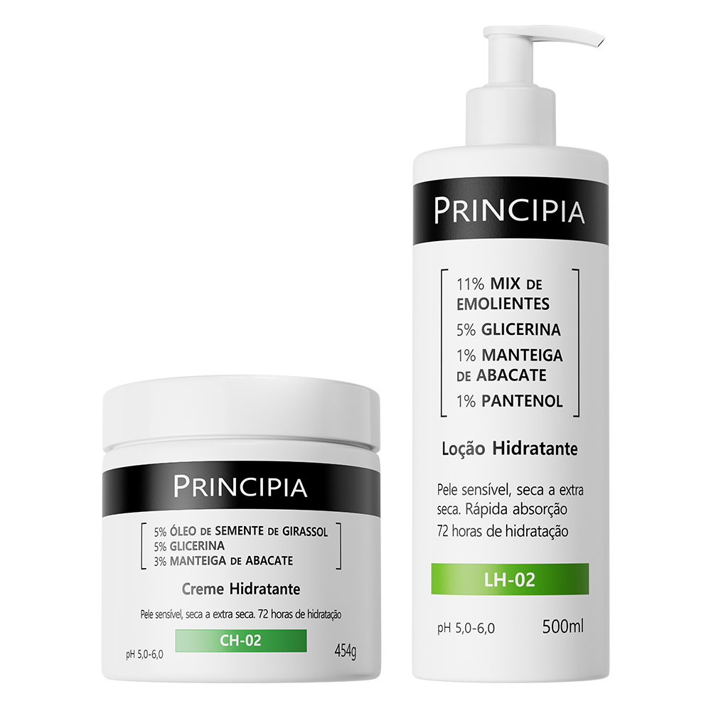 Kit Hidratação Corporal Principia Loção LH-02 500ml + Creme CH-02 454g