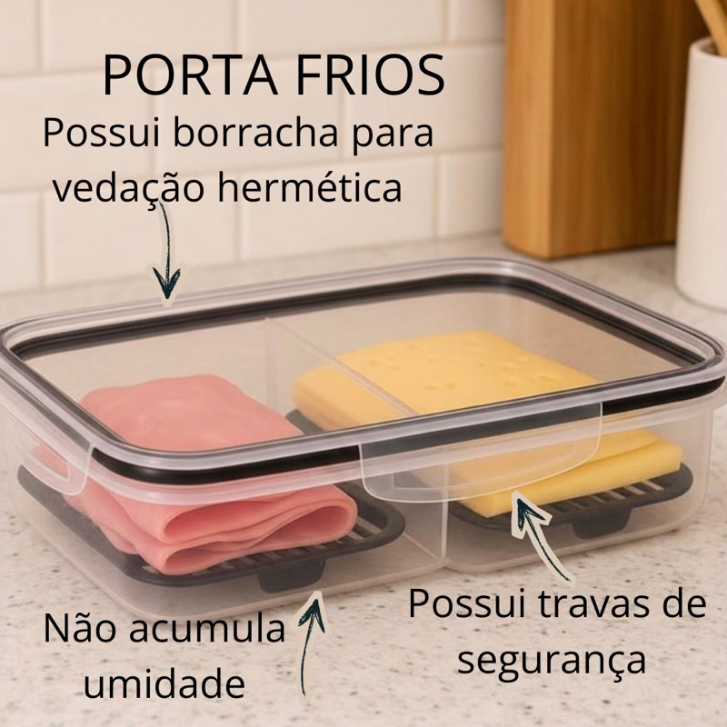 Porta Frios Duplo Preto Presunto Queijo Fundo Removível