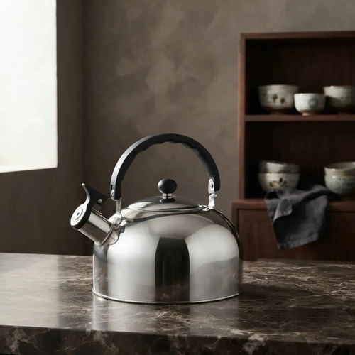 Chaleira Inox 2 Litros Cinza com Apito