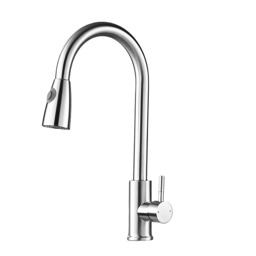 Torneira de Cozinha Monocomando Gourmet Extensível Larus Aço Escovado
