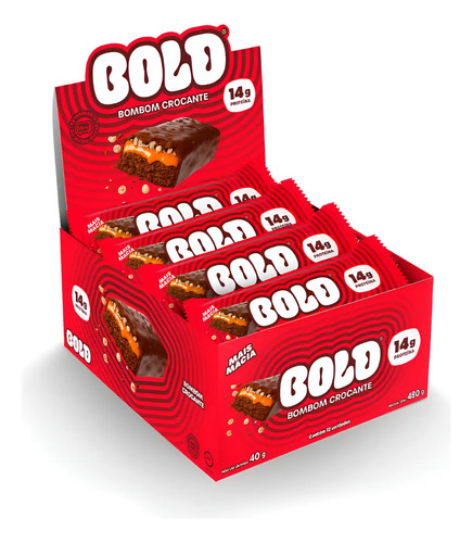 Barras de Proteína Bold 40g Bombom Crocante 12 unidades