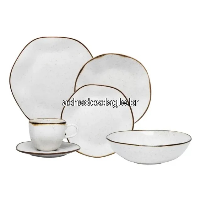 Aparelho de Jantar 20 Pecas Ryo Maresia e Saladeira 26cm Off White