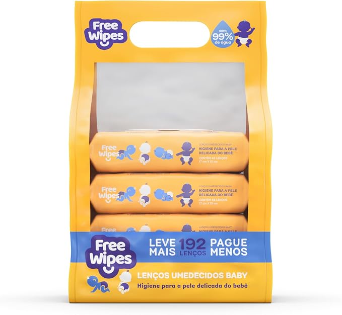 Oferta: Free Wipes Baby Pack Com 4 Unidades | Higiene para a pele delicada do bebê