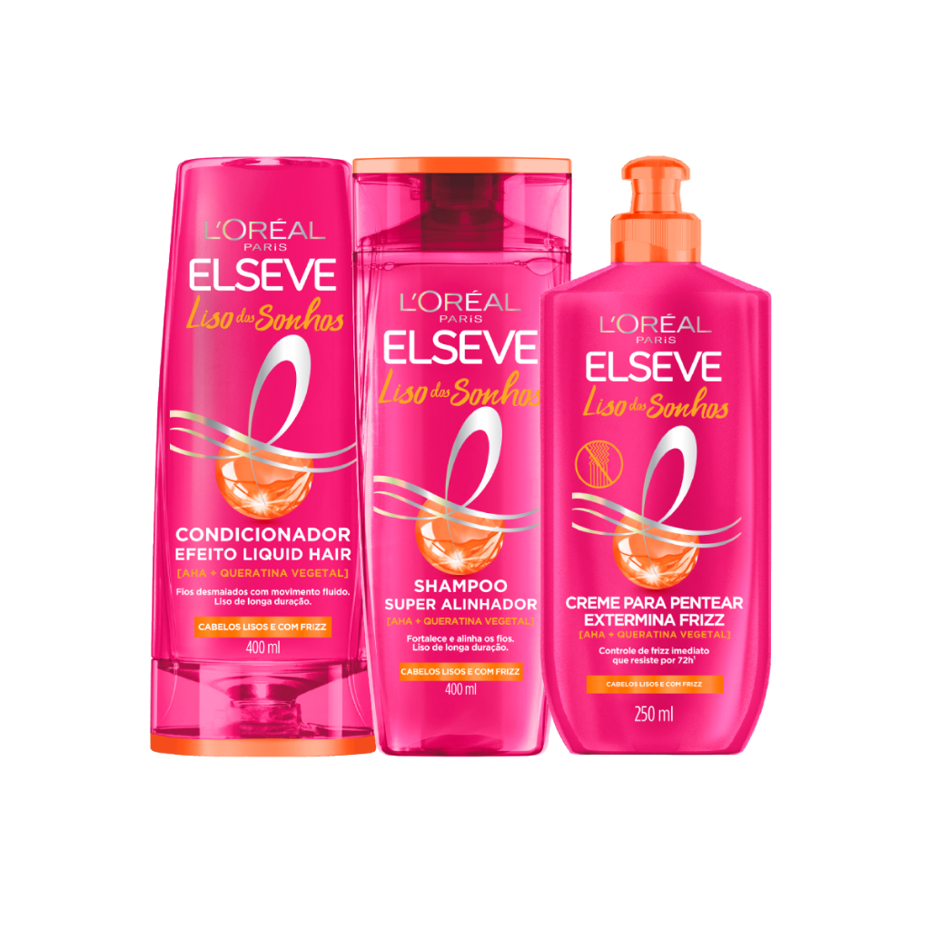 Kit Elseve Liso Dos Sonhos Shampoo 400ml, Condicionador 400ml e Creme 250ml