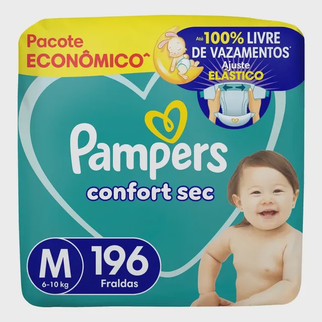 Fralda Pampers Confort Sec Tamanho M 196 Unidades