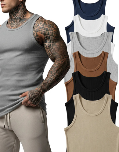 Kit 6 Regatas Modelo Americano Canelada Premium Masculina P ao GG