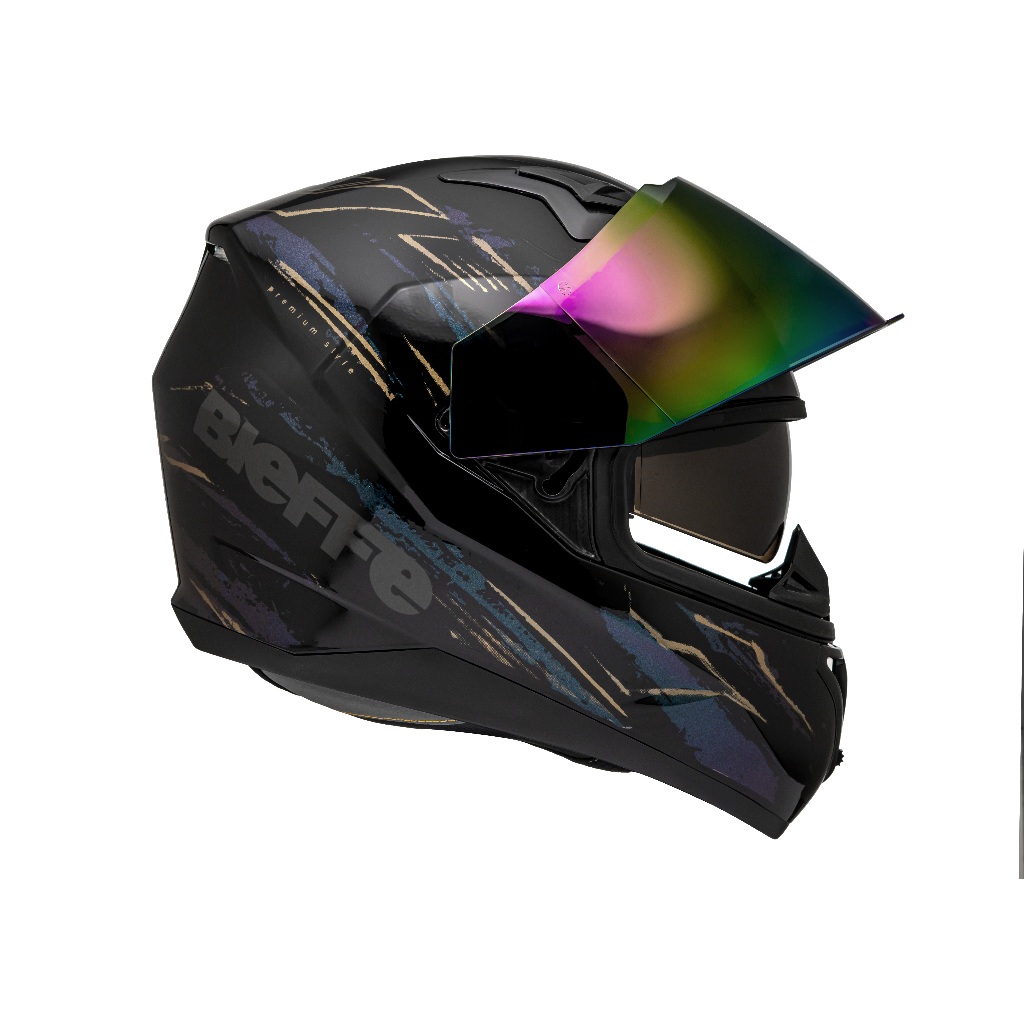 Capacete Fechado Moto B-40 Hunting Preto com Óculos Fumê Viseiras Cristal e Camaleão