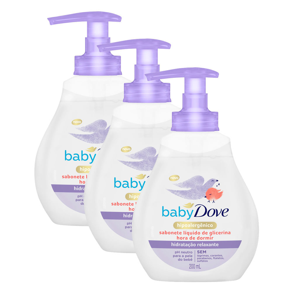 Kit 3 Sabonete Líquido Dove Baby Hora de Dormir 200ml | Shopee Brasil