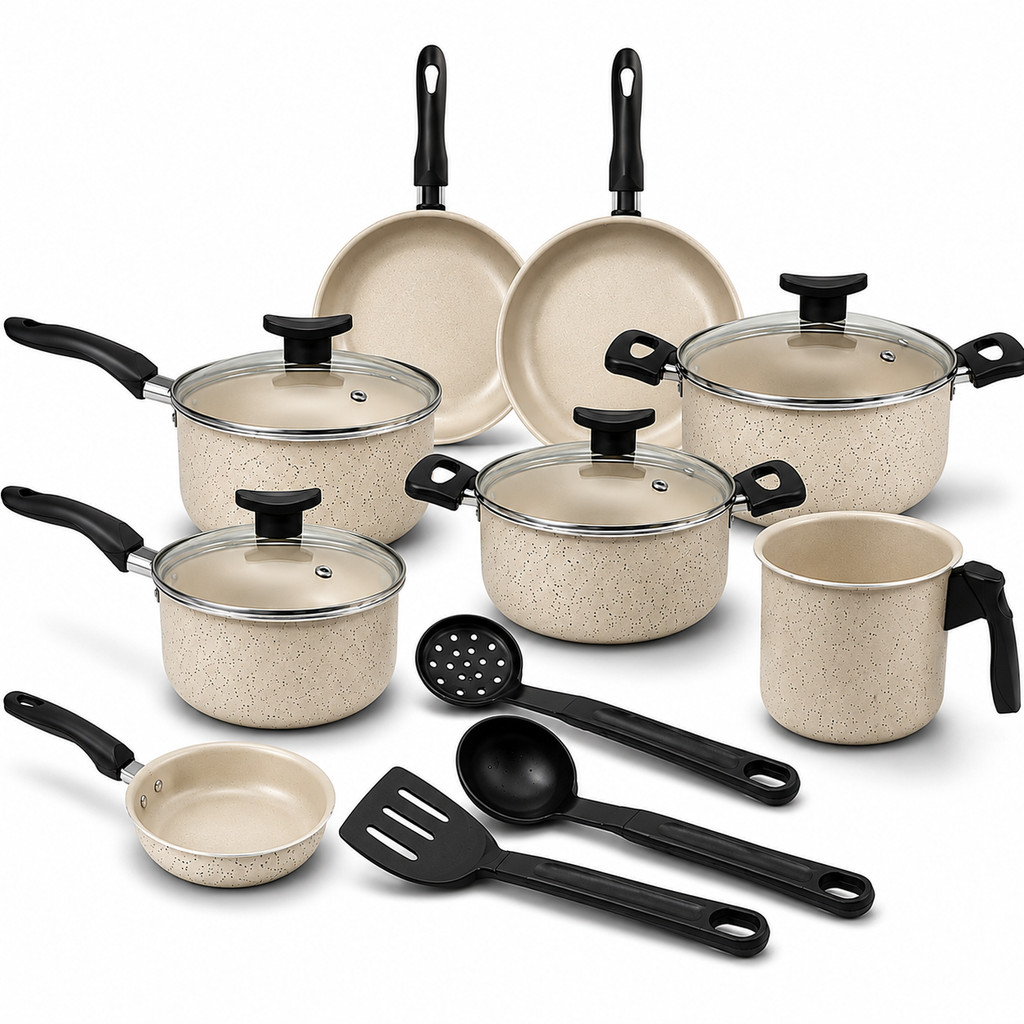 Conjunto de Panelas Antiaderente Granito 11 Peças Teflon