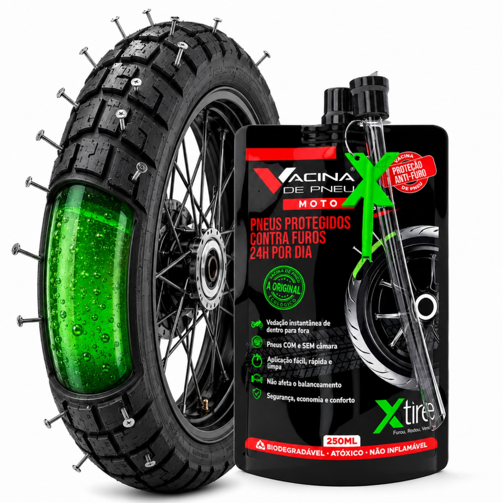 Vacina de Pneu Moto Xtire 250ml Selante Anti Furo