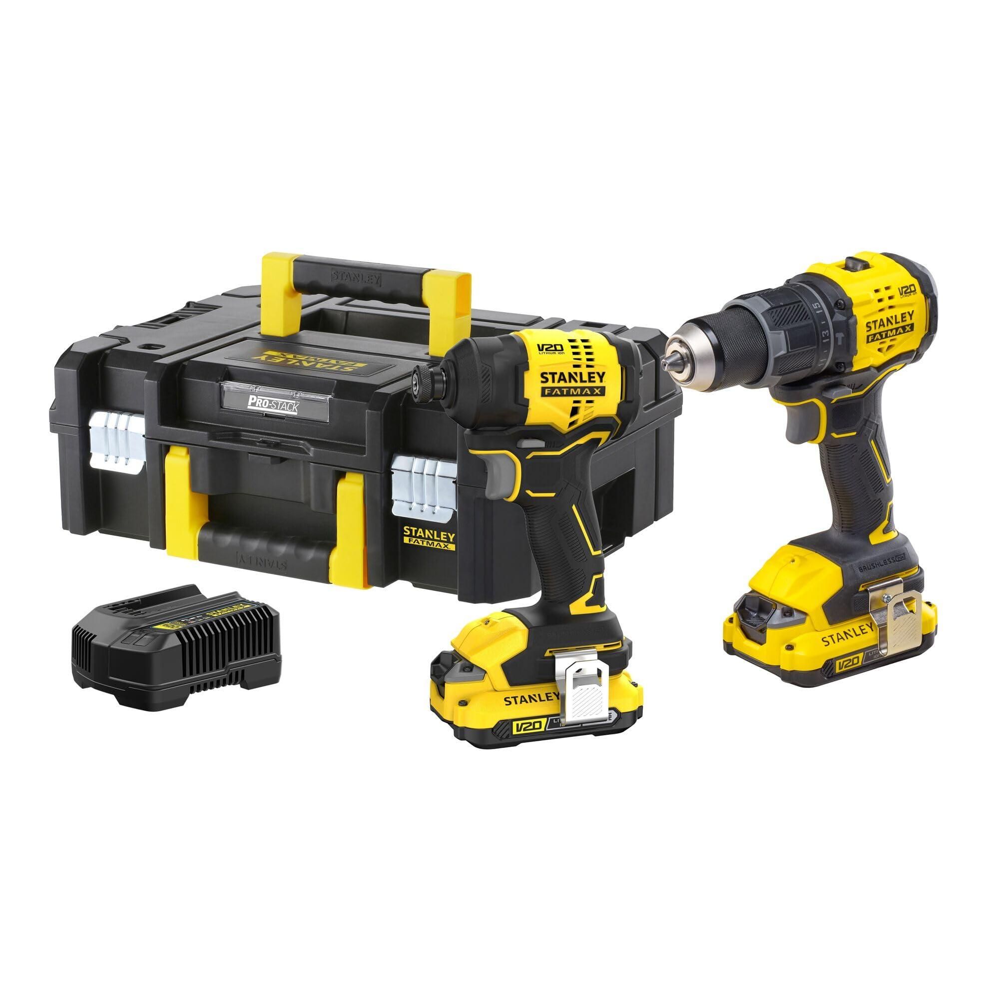 Parafusadeira e Furadeira de Impacto Stanley 20V com Bateria, Carregador e Maleta