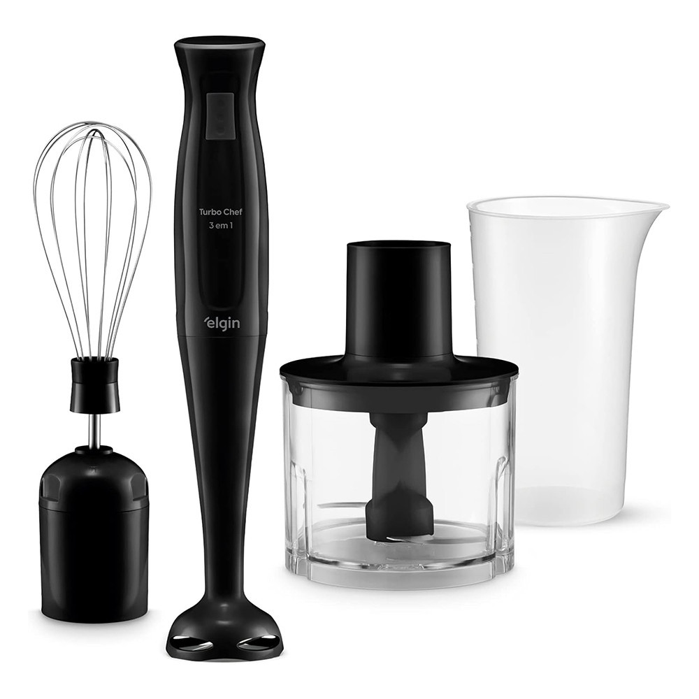 Mixer Elétrico Triturador Desmontável Liquidificador Chef MIX-20 3 em 1 200W Preto Elgin