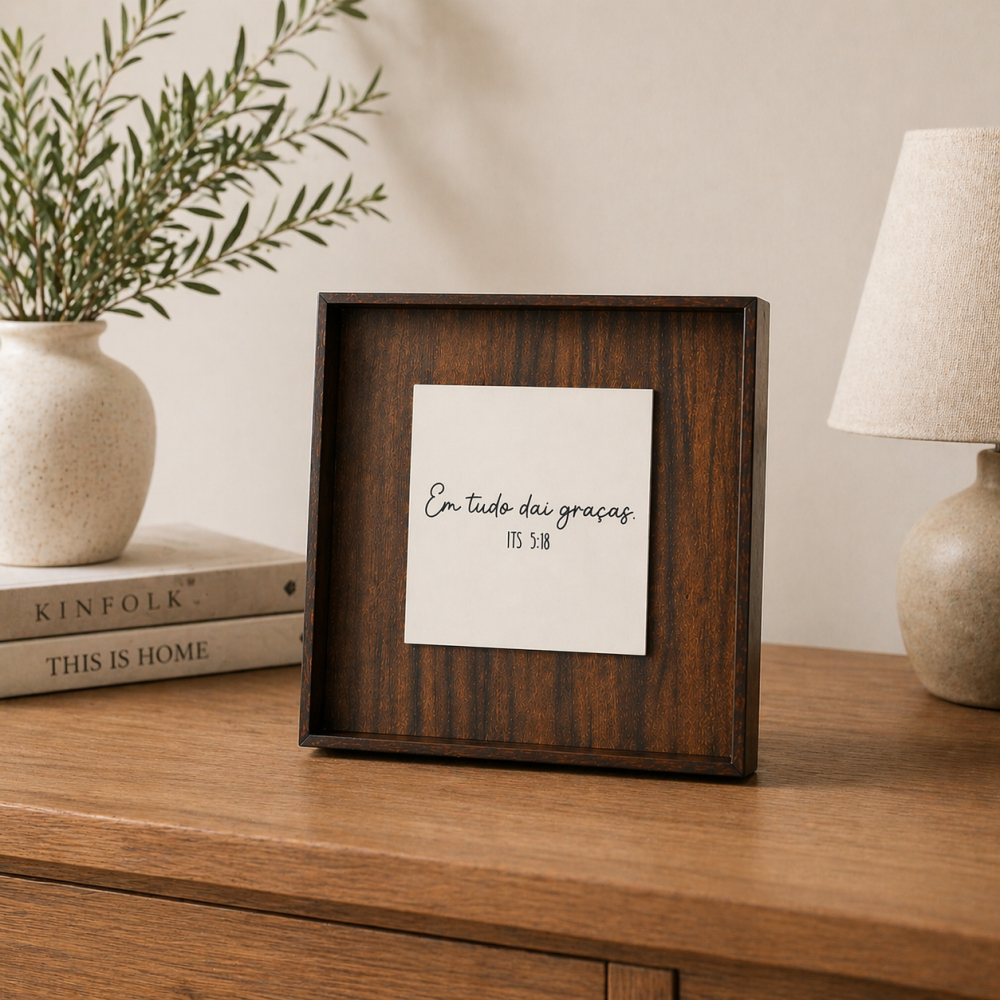 Quadro Decorativo em MDF Quadrado com Frase Religiosa