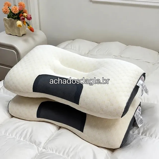 Travesseiro Ergonômico 3D Massage Spa Favo de Algodão Branco