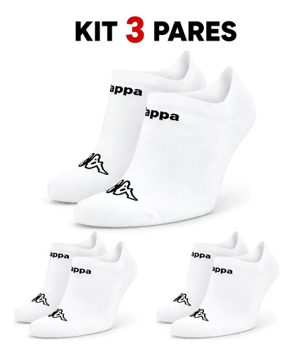 Kit com 3 Pares de Meias Kappa Sapatilha Soquete Invisível