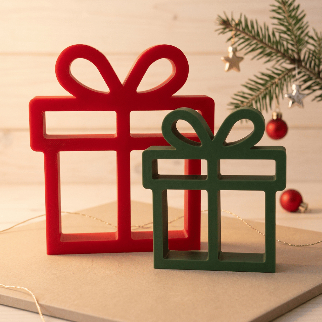 Decoração Natal Vermelho Verde efeito Madeira Minimalista