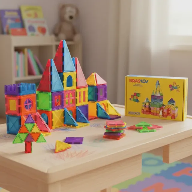 Brastoy Brinquedo Blocos De Montar Magnéticos 120 Peças