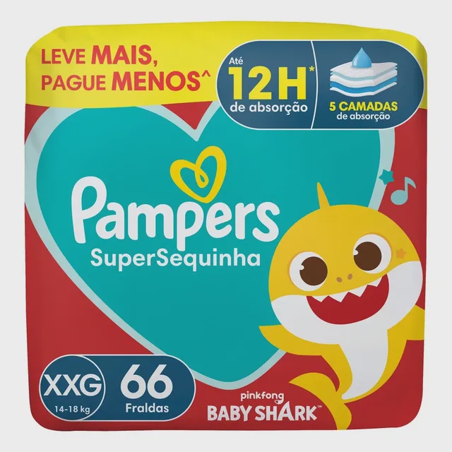 Fralda Pampers Supersequinha XXG 66 unidades