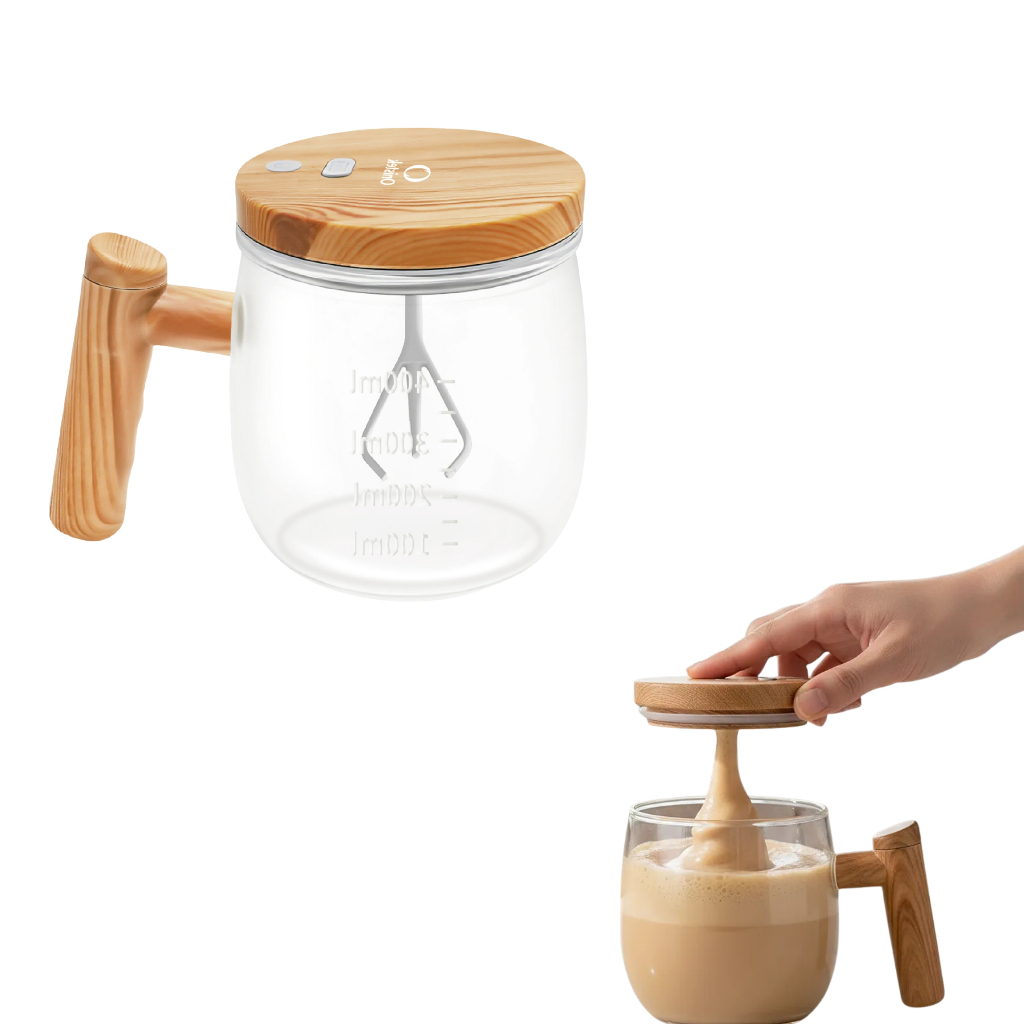 Copo Misturador Automático Elétrico 400ML Vidro Saudável Design Madeira/Nórdico (Estilo Ins | Shopee Brasil