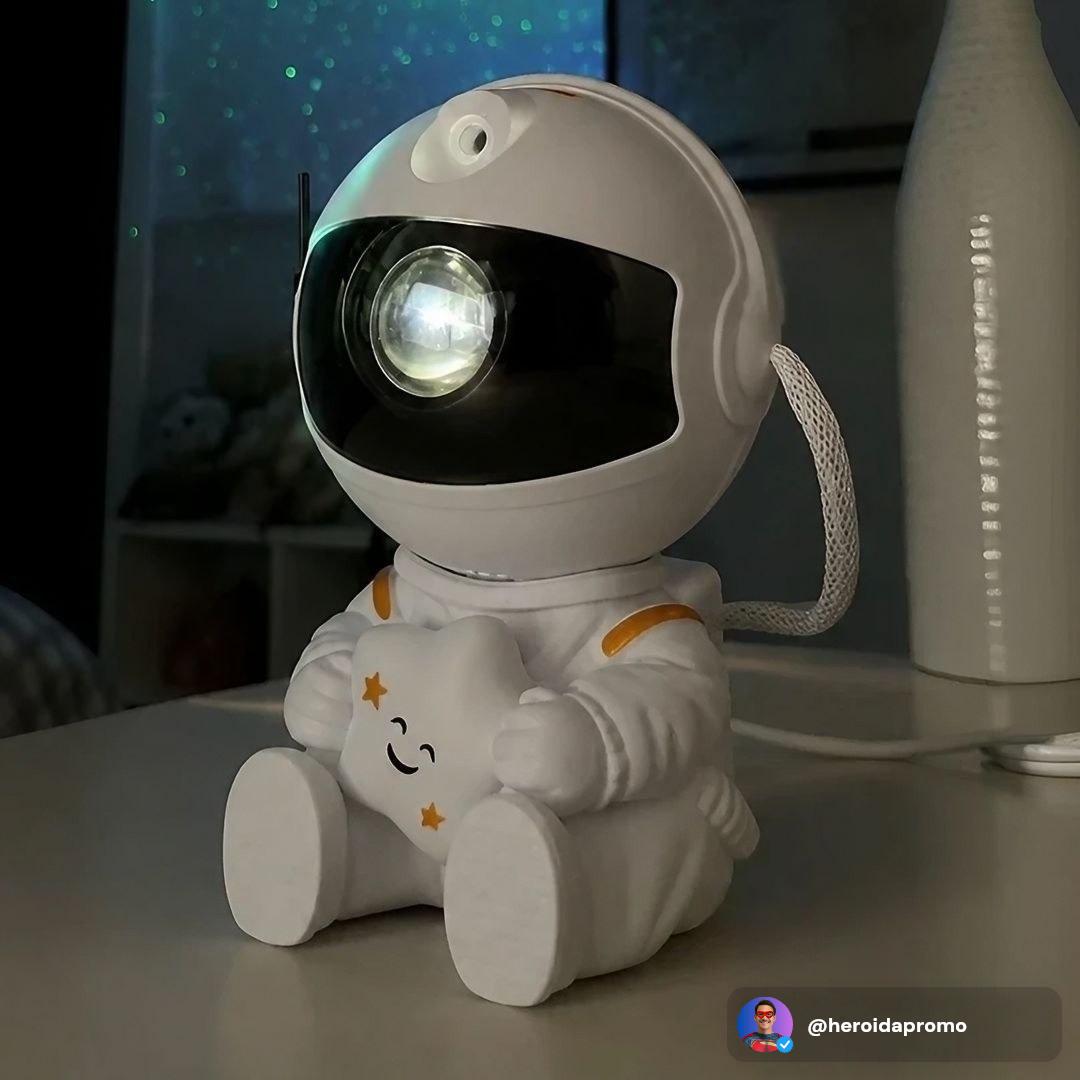 Projetor Astronauta para Teto Galáxia com Caixa de Som Bluetooth e Luz Noturna LED