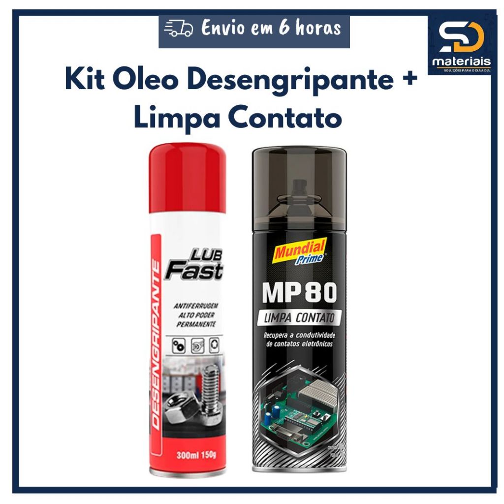 Kit Oleo Desengripante Lub Fast 300ml + Limpa Contato Mundial Prime