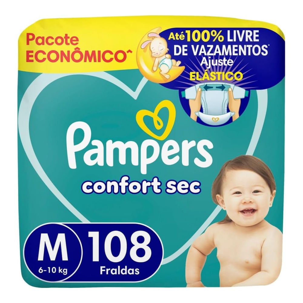 Fralda Pampers Confort Sec M 108 Unidades