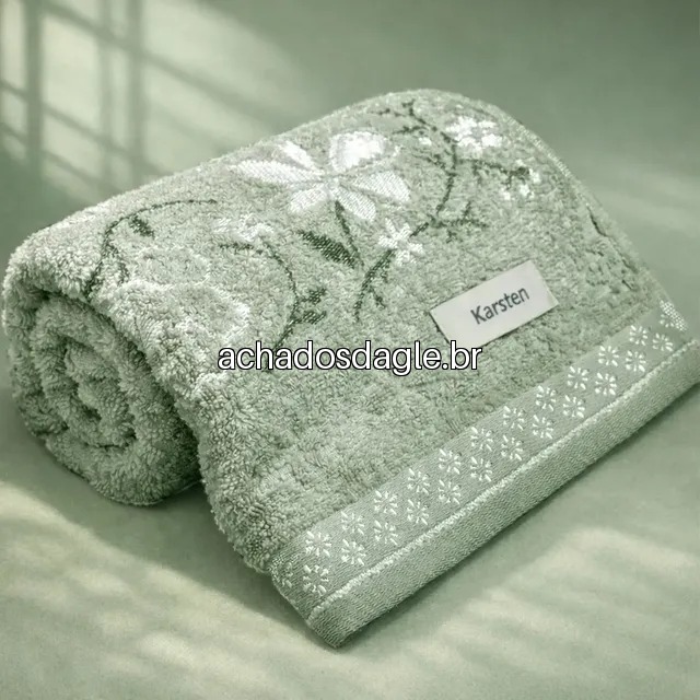 Toalha de Rosto Karsten Yuna 100% Algodão Barra Floral Verde Matcha 40209/30