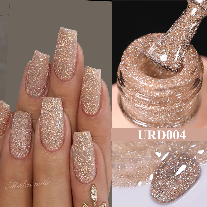 Gel de Unha UR Sugar 15ml Champanhe Ouro Tira Reflexiva