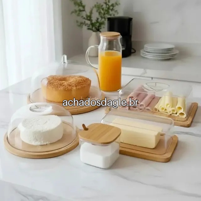 Kit Mesa Posta Café Da Manhã Bambu 6 Itens Premium