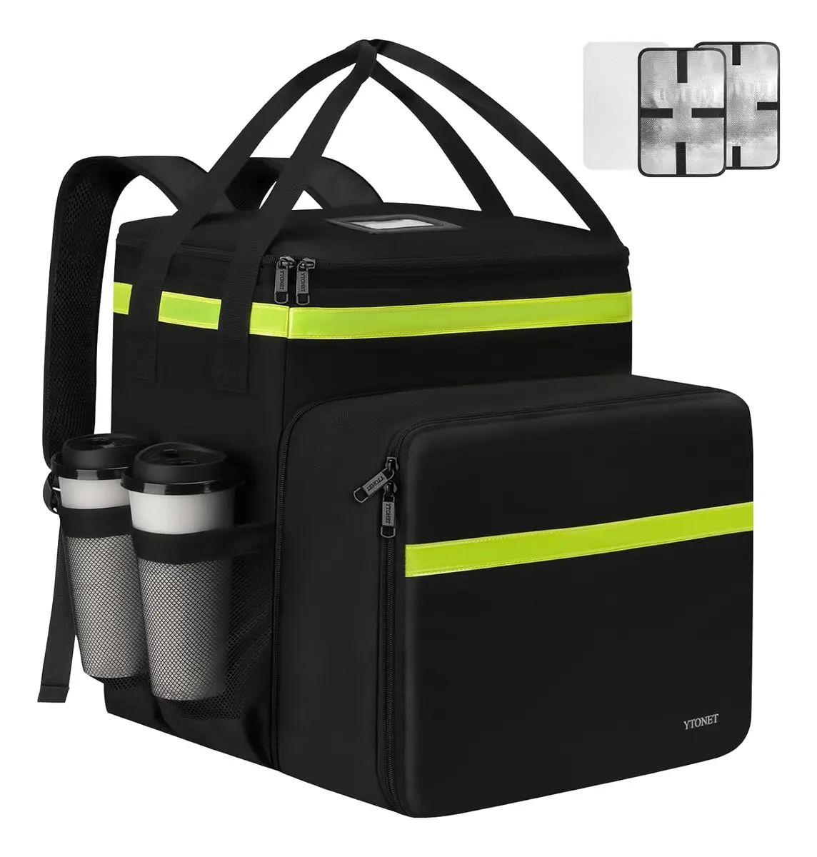 Mochila Bag Para Motoboy, Compatível com iFood Mochila De Térmica Delivery Comida E Pizza, Bolsa Reforçada, Expansível E Impermeável, Ytonet 6173 Preta
