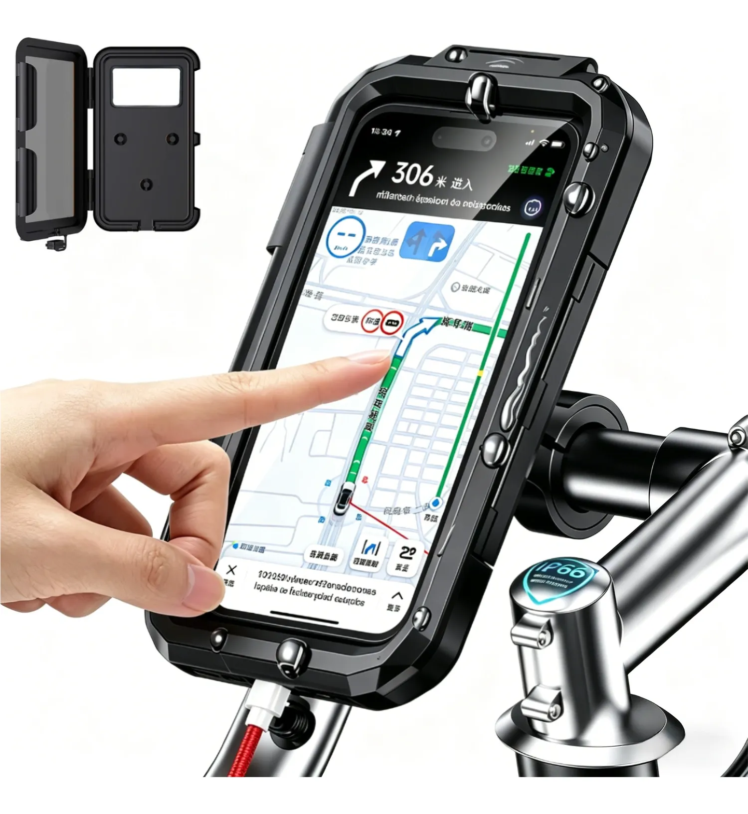 Suporte Celular Moto Bicicleta À Prova D'água Guidão Garra Preto