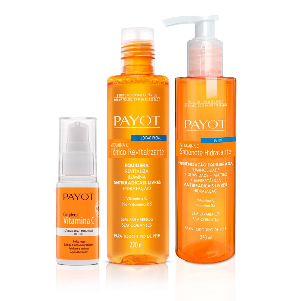 Kit Limpeza, Tonificação e Tratamento Facial Vitamina C Payot